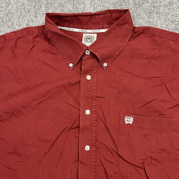 Cinch Shirt Mens 2XL Red Button Down Western Long Sleeve Cotton XXL Embroidered - Picture 1 of 10
